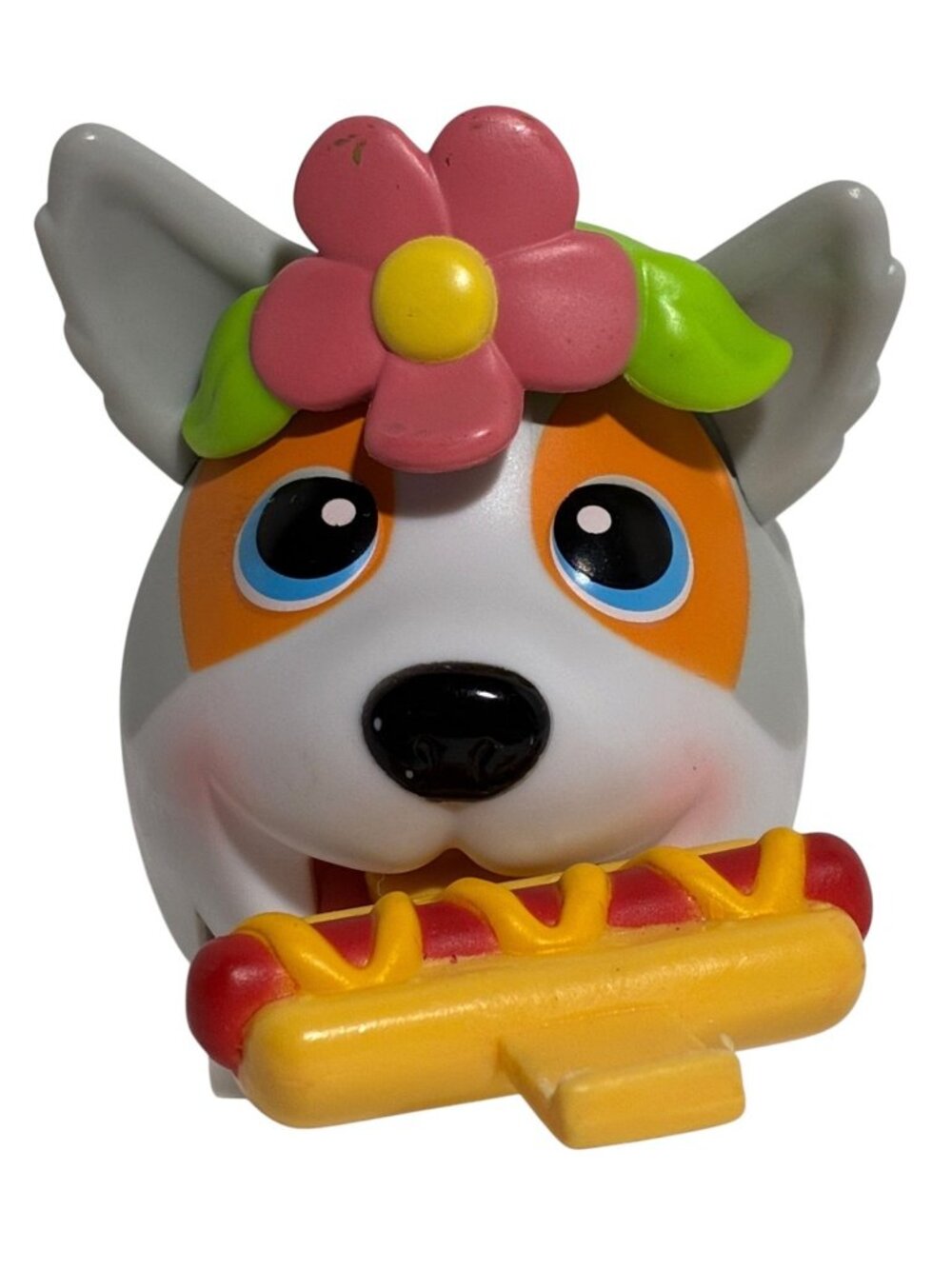 Chubby Puppies Friends Australian Shepherd Hot Dog Head Flower Works Full Size